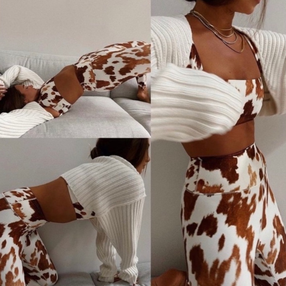 Weworewhat cow print set size M top and size S bottoms only worn once